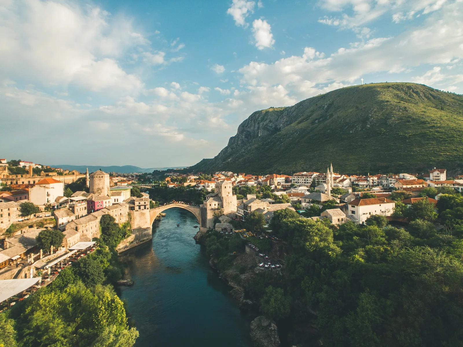 The old bridge at Mostar over the Neretva river